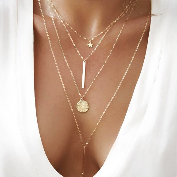 Jewelry - 3 for $25⚡️multilayer star bar coin necklace